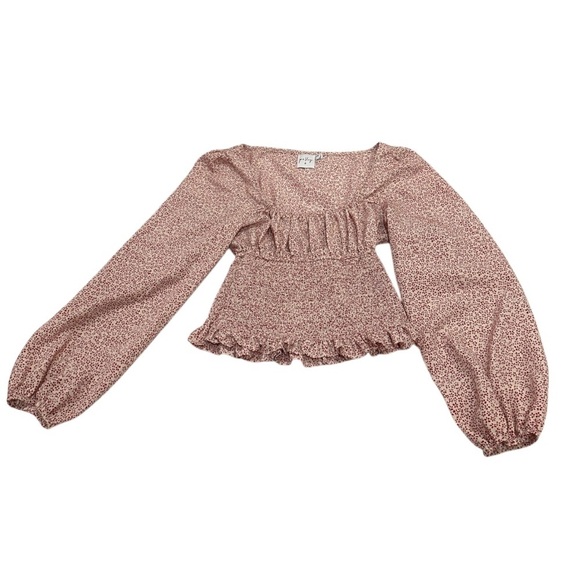 Princess Polly Puff Sleeve Floral Smocked Square Neck Blouse Size 0 - Picture 1 of 7